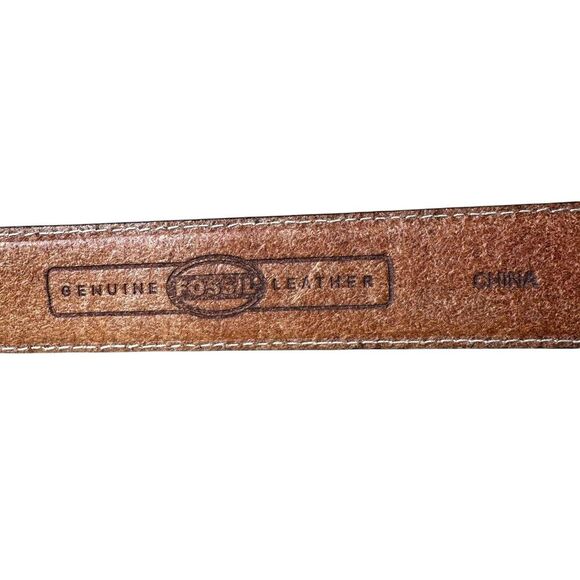 Fossil Metallic Leather Fleur De Lis Filigree Belt M | Y2K Chunky Bling Buckle - Picture 7 of 10